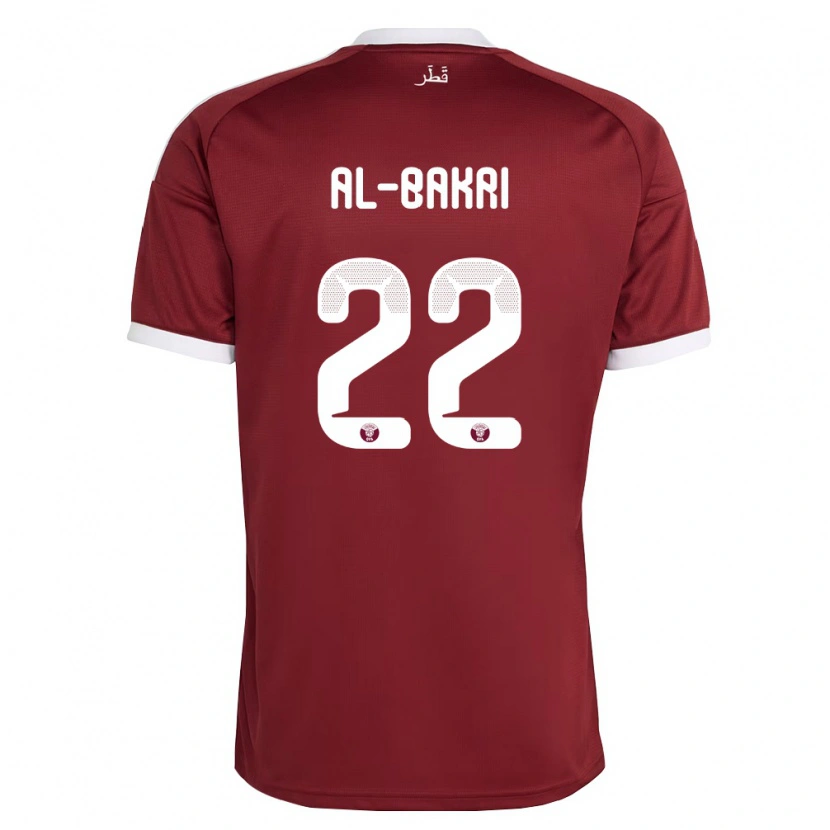 Danxen Niño Camiseta Catar Mohamed Al-Bakri #22 Rojo Borgoña Blanco 1ª Equipación 26-28 La Camisa México