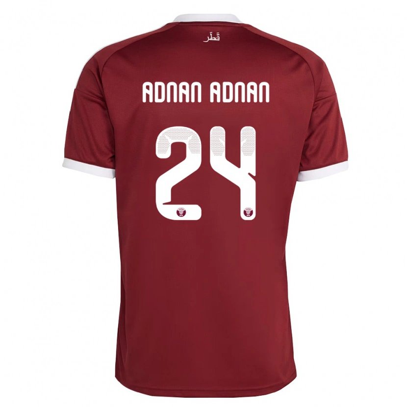 Danxen Niño Camiseta Catar Adham Adnan Adnan #24 Rojo Borgoña Blanco 1ª Equipación 26-28 La Camisa México