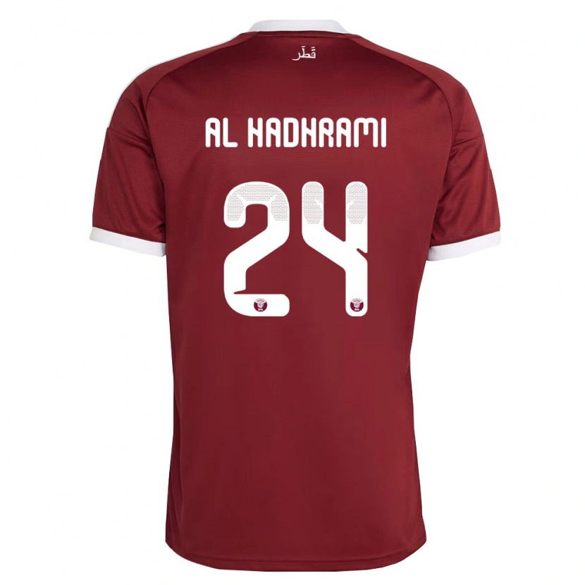 Danxen Niño Camiseta Catar Naif Abdulraheem Al Hadhrami #24 Rojo Borgoña Blanco 1ª Equipación 26-28 La Camisa México