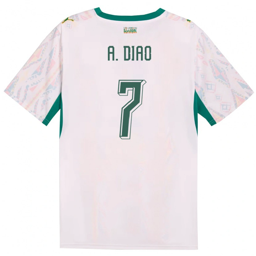 Danxen Niño Camiseta Senegal Assane Diao #7 Blanco Verde Amarillo 1ª Equipación 26-28 La Camisa México