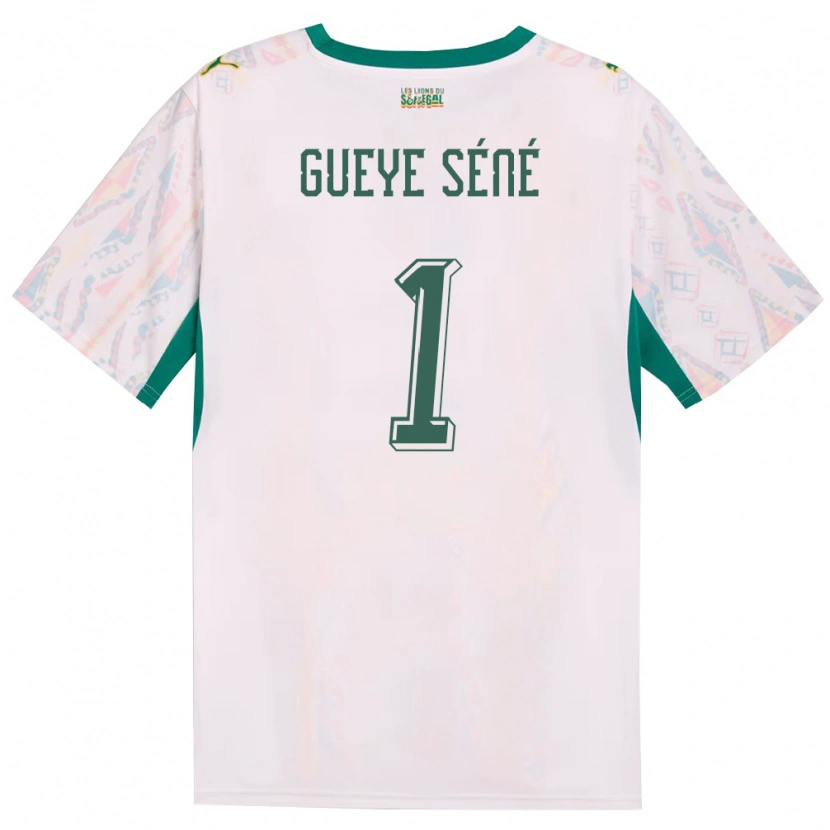 Danxen Niño Camiseta Senegal Thiaba Gueye Sene #1 Blanco Verde Amarillo 1ª Equipación 26-28 La Camisa México
