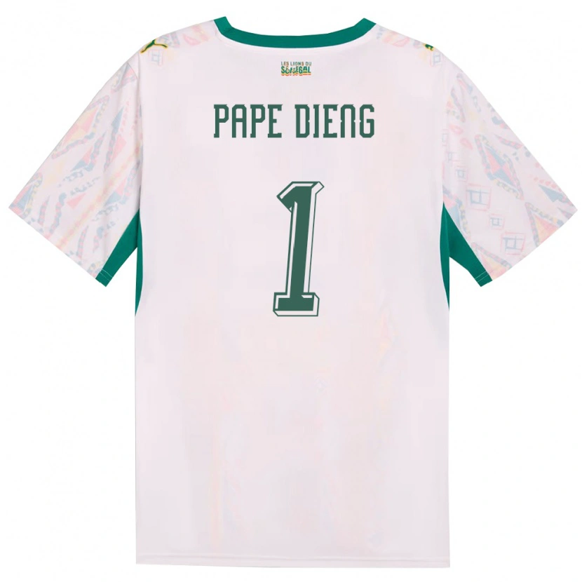 Danxen Niño Camiseta Senegal Pape Dieng #1 Blanco Verde Amarillo 1ª Equipación 26-28 La Camisa México