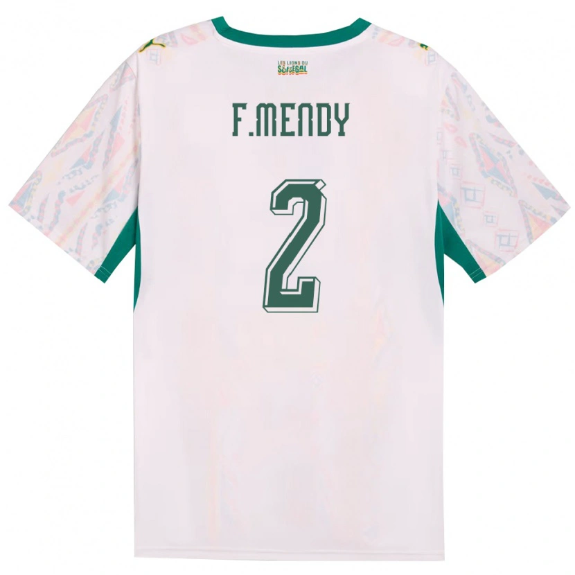 Danxen Niño Camiseta Senegal Formose Mendy #2 Blanco Verde Amarillo 1ª Equipación 26-28 La Camisa México
