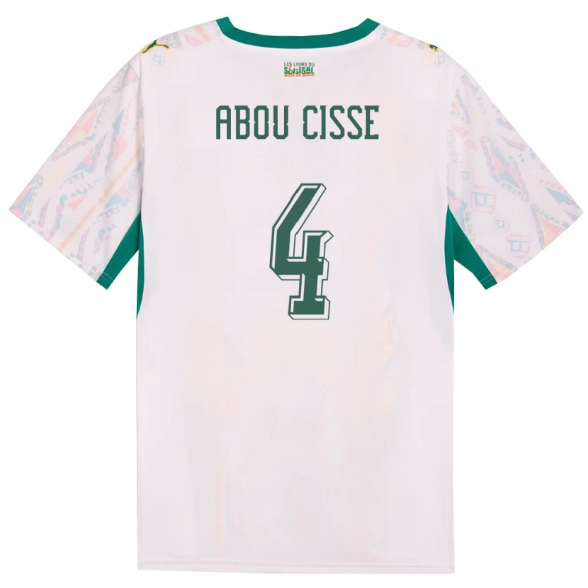 Danxen Niño Camiseta Senegal Pape Abou Cisse #4 Blanco Verde Amarillo 1ª Equipación 26-28 La Camisa México