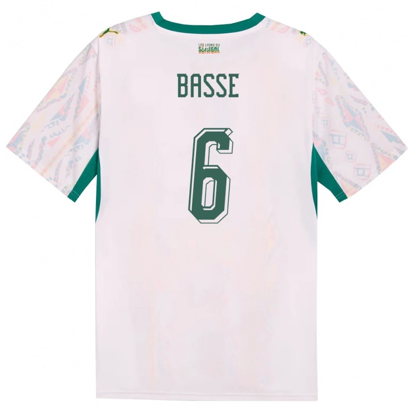 Danxen Niño Camiseta Senegal Souleymane Basse #6 Blanco Verde Amarillo 1ª Equipación 26-28 La Camisa México