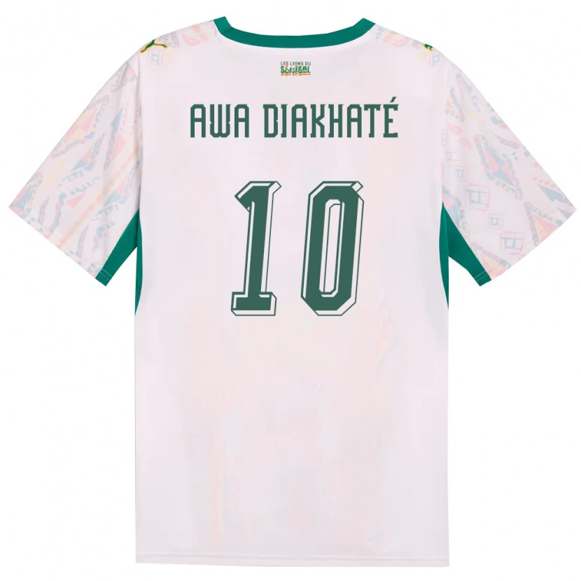 Danxen Niño Camiseta Senegal Ndeye Awa Diakhate #10 Blanco Verde Amarillo 1ª Equipación 26-28 La Camisa México