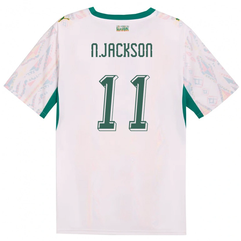 Danxen Niño Camiseta Senegal Nicolas Jackson #11 Blanco Verde Amarillo 1ª Equipación 26-28 La Camisa México