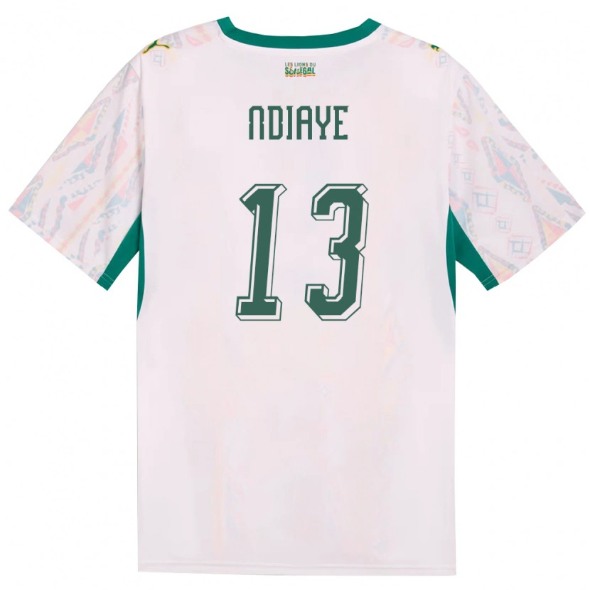 Danxen Niño Camiseta Senegal Iliman Ndiaye #13 Blanco Verde Amarillo 1ª Equipación 26-28 La Camisa México