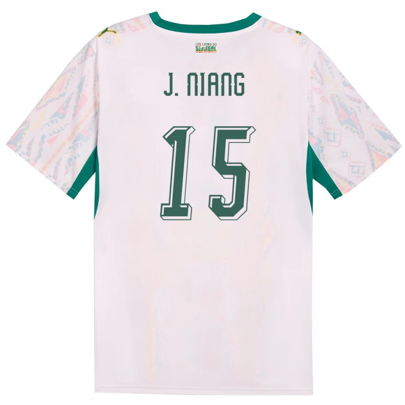 Danxen Niño Camiseta Senegal Jeanne Niang #15 Blanco Verde Amarillo 1ª Equipación 26-28 La Camisa México