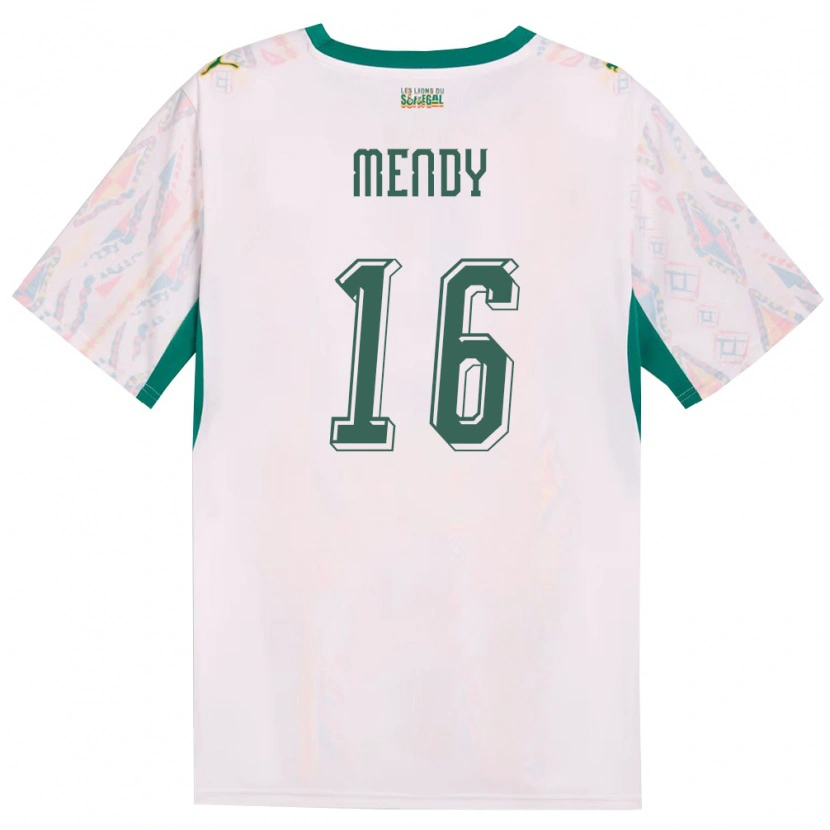 Danxen Niño Camiseta Senegal Edouard Mendy #16 Blanco Verde Amarillo 1ª Equipación 26-28 La Camisa México