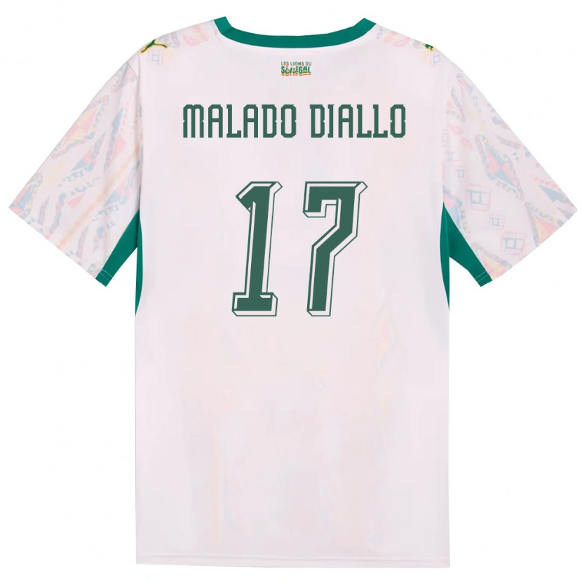 Danxen Niño Camiseta Senegal Hapsatou Malado Diallo #17 Blanco Verde Amarillo 1ª Equipación 26-28 La Camisa México