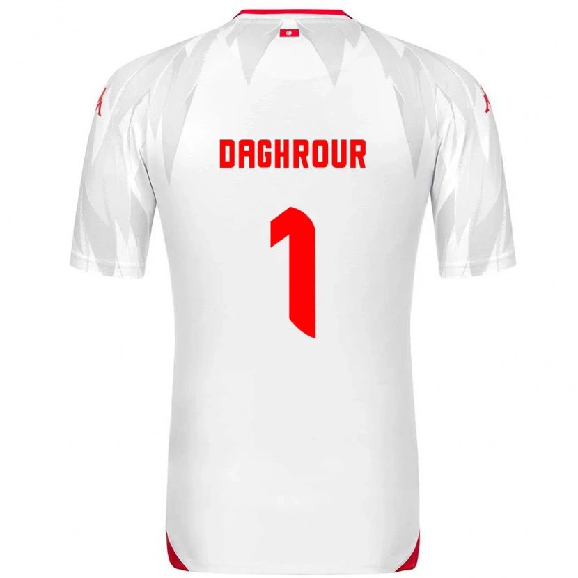 Danxen Niño Camiseta Túnez Mohamed Daghrour #1 Blanco Rojo 1ª Equipación 26-28 La Camisa México