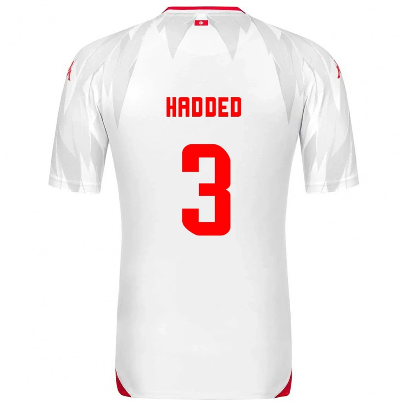 Danxen Niño Camiseta Túnez Rayen Hadded #3 Blanco Rojo 1ª Equipación 26-28 La Camisa México