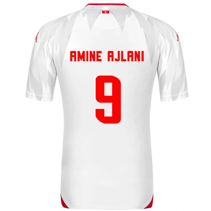 Danxen Niño Camiseta Túnez Mohamed Amine Ajlani #9 Blanco Rojo 1ª Equipación 26-28 La Camisa México
