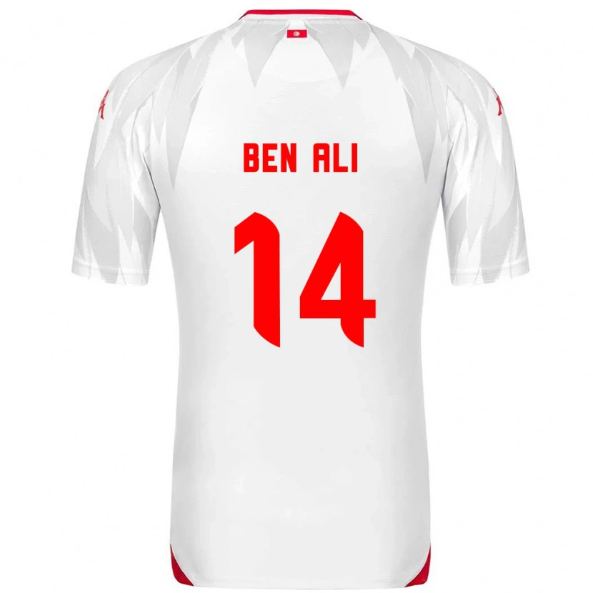 Danxen Niño Camiseta Túnez Mohamed Ben Ali #14 Blanco Rojo 1ª Equipación 26-28 La Camisa México
