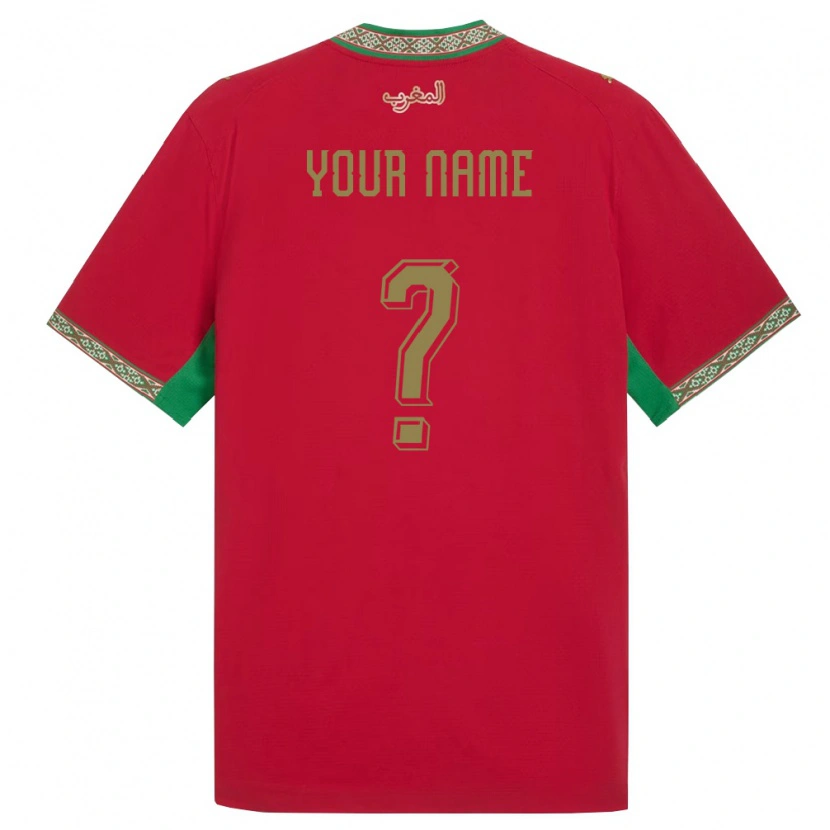 Danxen Niño Camiseta Marruecos Su Nombre #0 Rojo Verde Blanco 1ª Equipación 26-28 La Camisa México