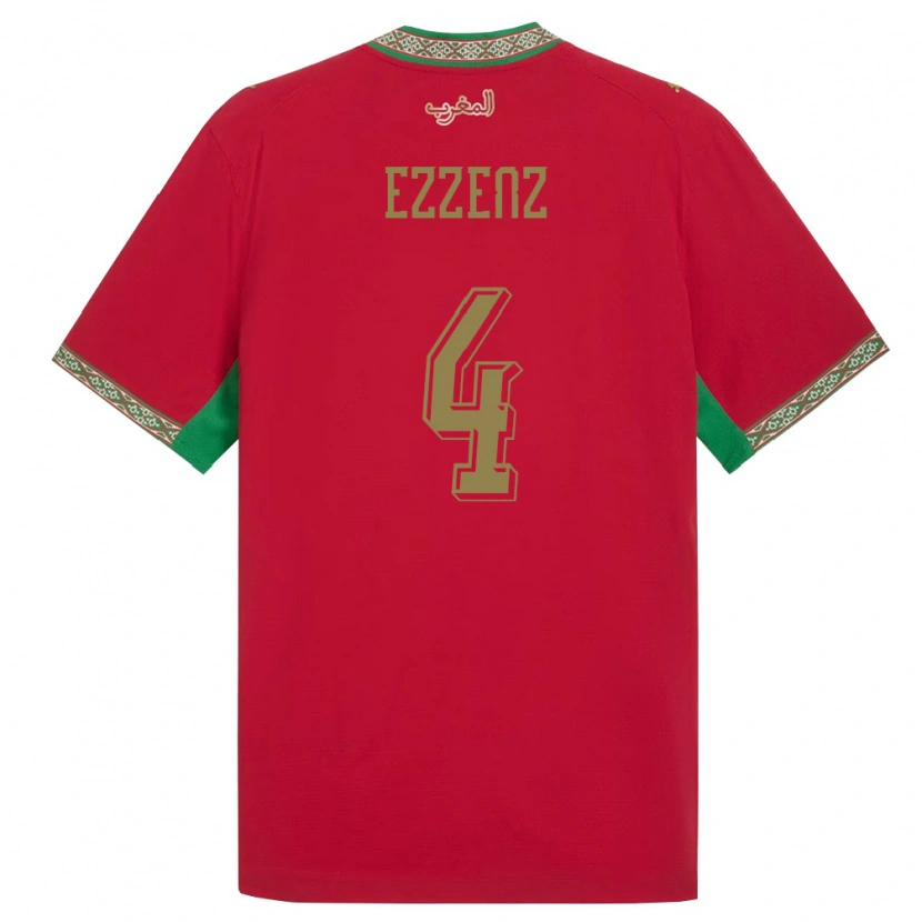 Danxen Niño Camiseta Marruecos Wadie Ezzenz #4 Rojo Verde Blanco 1ª Equipación 26-28 La Camisa México