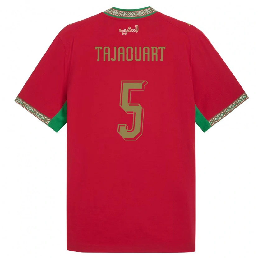 Danxen Niño Camiseta Marruecos Anas Tajaouart #5 Rojo Verde Blanco 1ª Equipación 26-28 La Camisa México