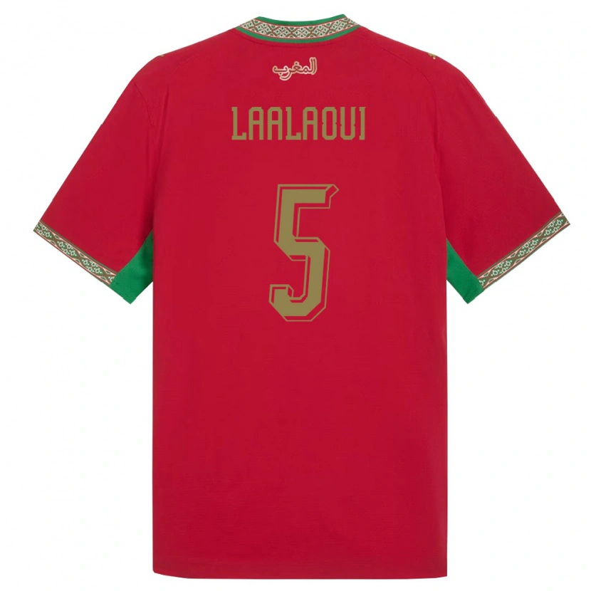 Danxen Niño Camiseta Marruecos Reda Laalaoui #5 Rojo Verde Blanco 1ª Equipación 26-28 La Camisa México
