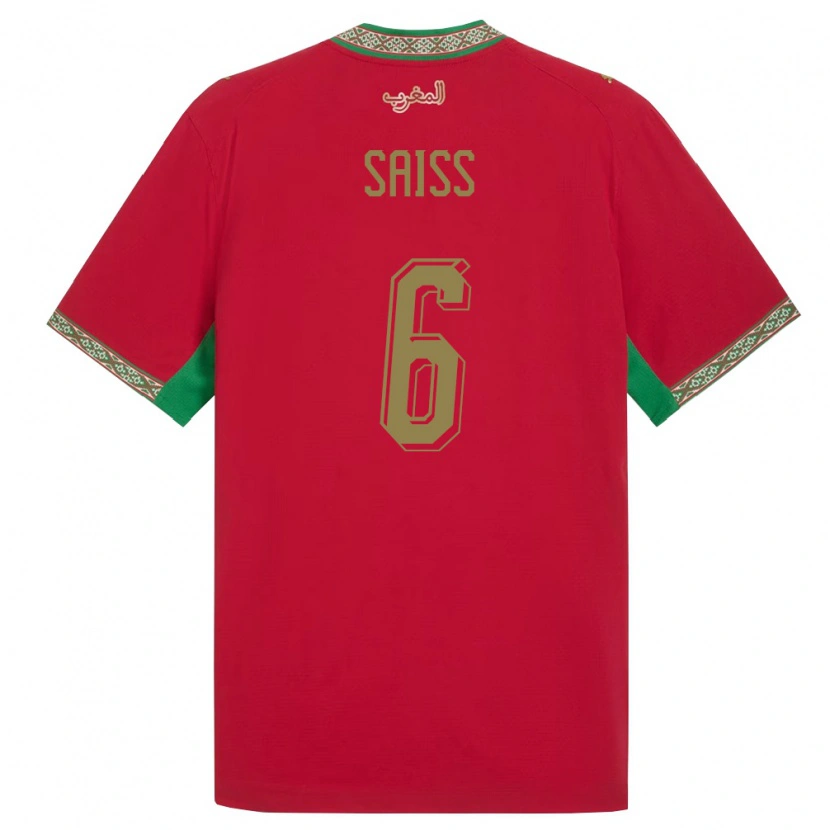 Danxen Niño Camiseta Marruecos Romain Saïss #6 Rojo Verde Blanco 1ª Equipación 26-28 La Camisa México