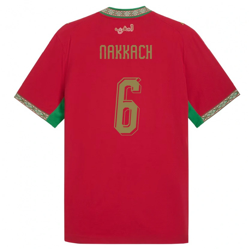 Danxen Niño Camiseta Marruecos Elodie Nakkach #6 Rojo Verde Blanco 1ª Equipación 26-28 La Camisa México