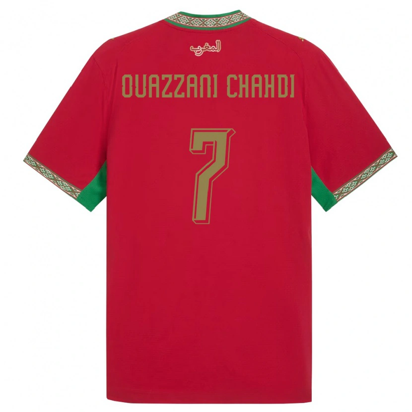 Danxen Niño Camiseta Marruecos Fady Ouazzani Chahdi #7 Rojo Verde Blanco 1ª Equipación 26-28 La Camisa México