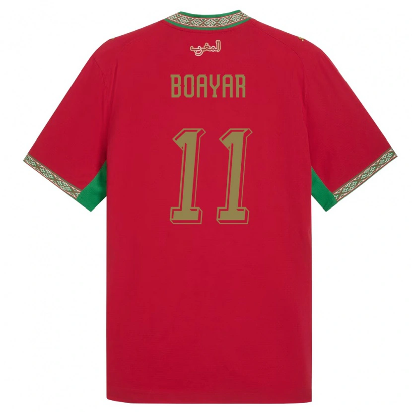 Danxen Niño Camiseta Marruecos Adam Boayar #11 Rojo Verde Blanco 1ª Equipación 26-28 La Camisa México
