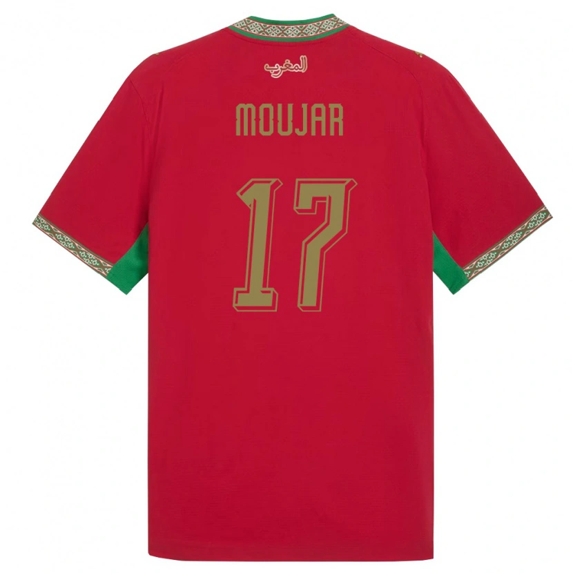 Danxen Niño Camiseta Marruecos Salah Moujar #17 Rojo Verde Blanco 1ª Equipación 26-28 La Camisa México