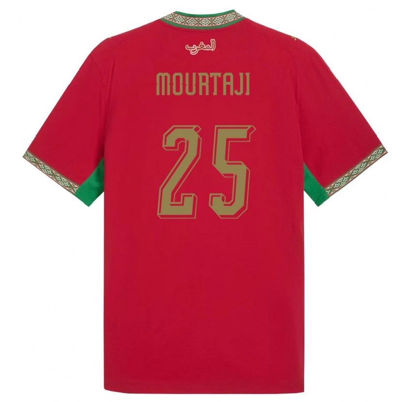 Danxen Niño Camiseta Marruecos Chaymaa Mourtaji #25 Rojo Verde Blanco 1ª Equipación 26-28 La Camisa México