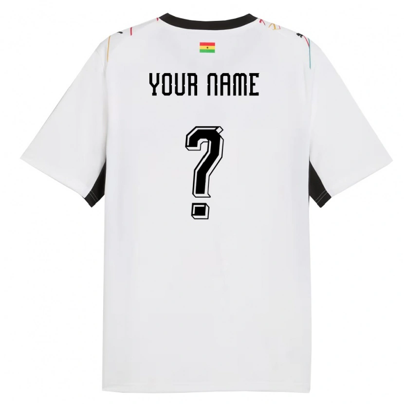 Danxen Niño Camiseta Ghana Su Nombre #0 Blanco Negro Amarillo 1ª Equipación 26-28 La Camisa México