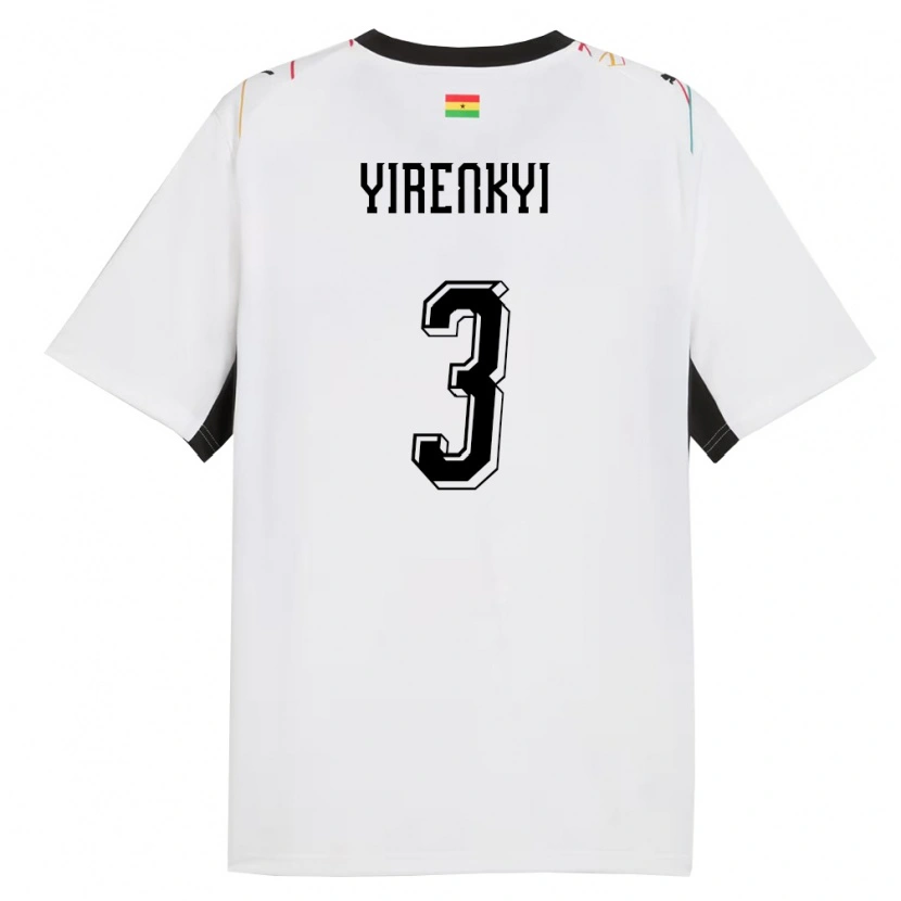Danxen Niño Camiseta Ghana Caleb Yirenkyi #3 Blanco Negro Amarillo 1ª Equipación 26-28 La Camisa México