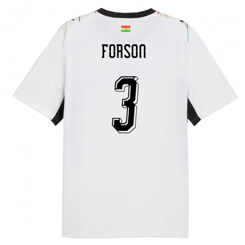 Danxen Niño Camiseta Ghana Amankwah Forson #3 Blanco Negro Amarillo 1ª Equipación 26-28 La Camisa México