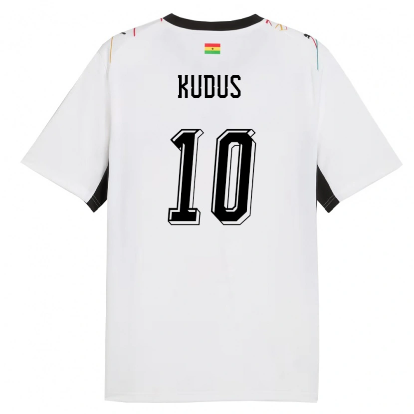 Danxen Niño Camiseta Ghana Mohammed Kudus #10 Blanco Negro Amarillo 1ª Equipación 26-28 La Camisa México