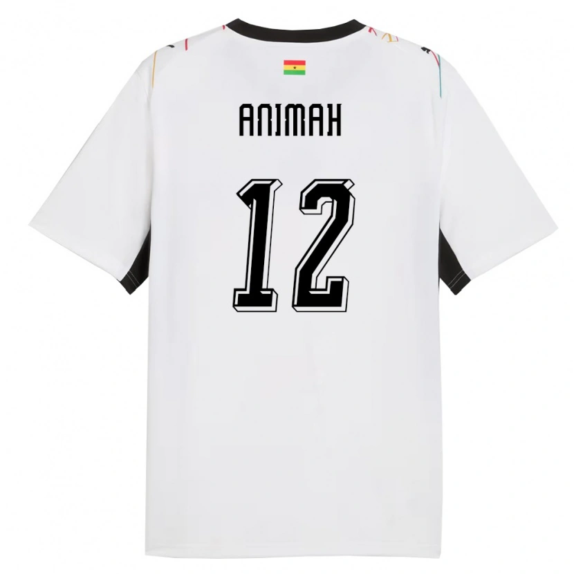 Danxen Niño Camiseta Ghana Grace Animah #12 Blanco Negro Amarillo 1ª Equipación 26-28 La Camisa México