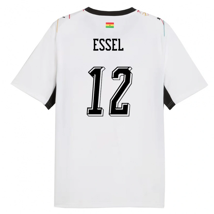 Danxen Niño Camiseta Ghana Aaron Essel #12 Blanco Negro Amarillo 1ª Equipación 26-28 La Camisa México