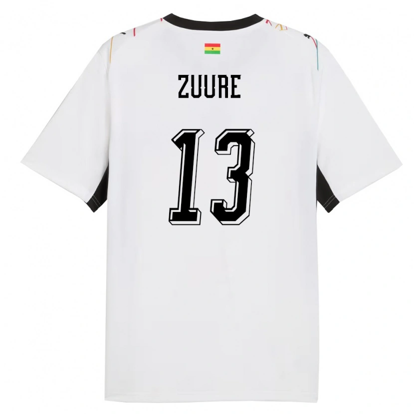 Danxen Niño Camiseta Ghana Moses Salifu Bawa Zuure #13 Blanco Negro Amarillo 1ª Equipación 26-28 La Camisa México