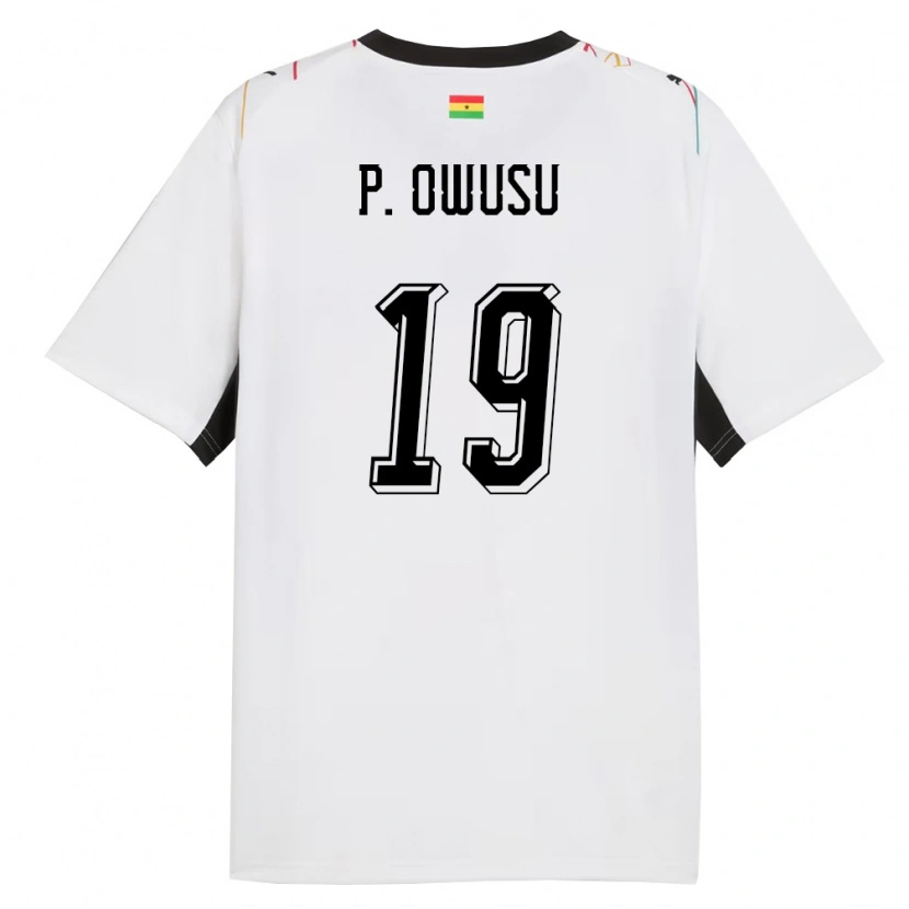 Danxen Niño Camiseta Ghana Prince Owusu #19 Blanco Negro Amarillo 1ª Equipación 26-28 La Camisa México