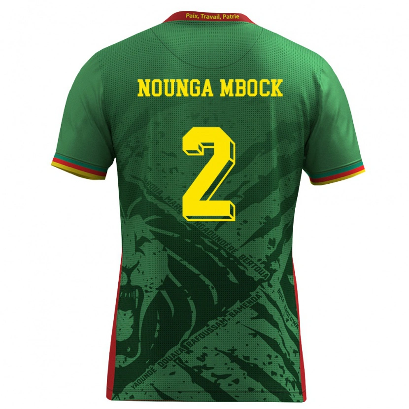 Danxen Niño Camiseta Camerún Eiffrel Hernandez Nounga Mbock #2 Verde Amarillo Rojo 1ª Equipación 26-28 La Camisa México