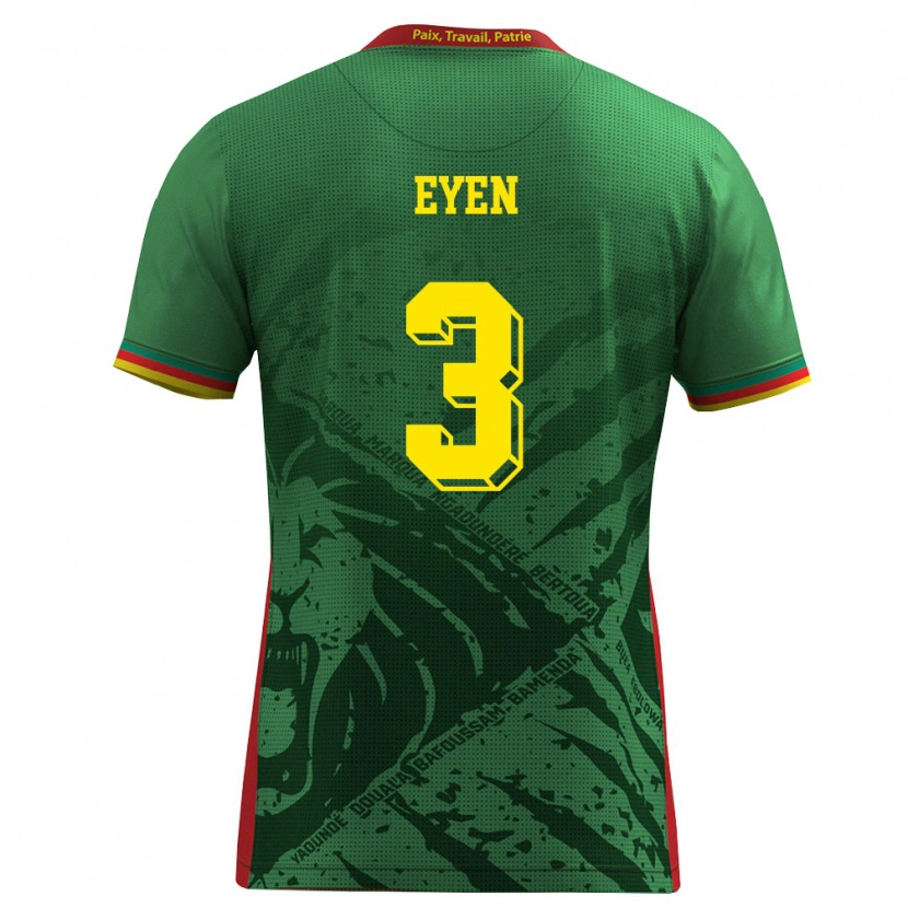 Danxen Niño Camiseta Camerún Oscar Eyen #3 Verde Amarillo Rojo 1ª Equipación 26-28 La Camisa México