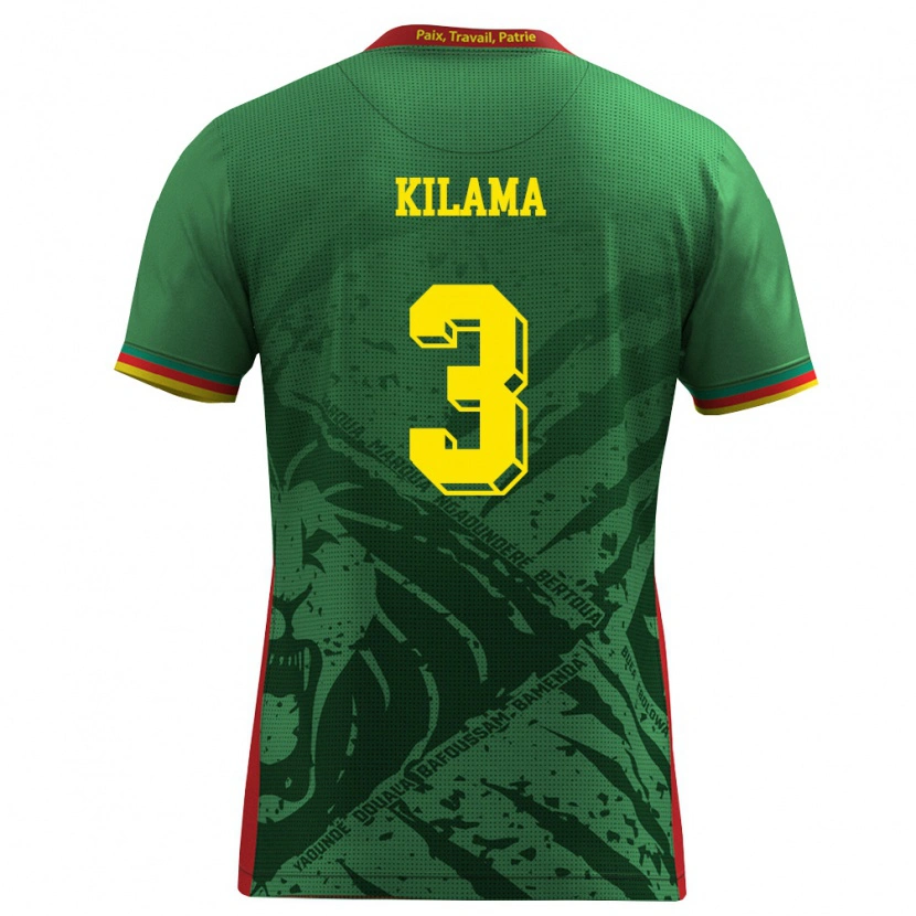 Danxen Niño Camiseta Camerún Guy-Marcelin Kilama #3 Verde Amarillo Rojo 1ª Equipación 26-28 La Camisa México
