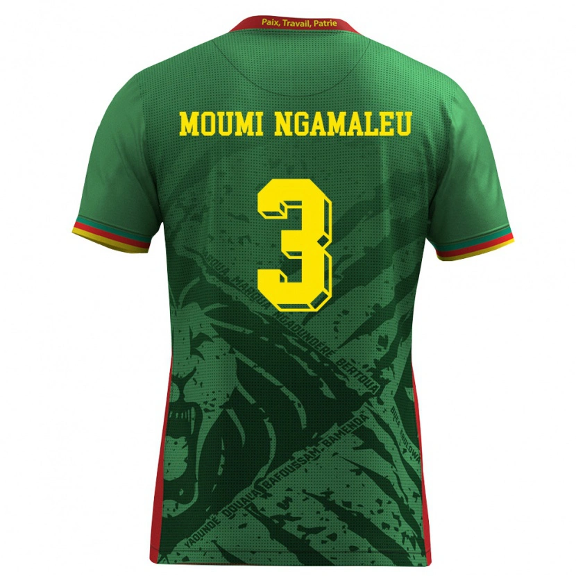 Danxen Niño Camiseta Camerún Nicolas Moumi Ngamaleu #3 Verde Amarillo Rojo 1ª Equipación 26-28 La Camisa México