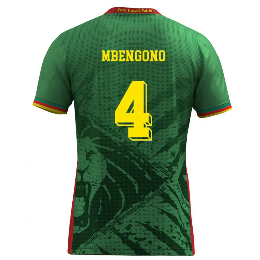 Danxen Niño Camiseta Camerún Catherine Mbengono #4 Verde Amarillo Rojo 1ª Equipación 26-28 La Camisa México