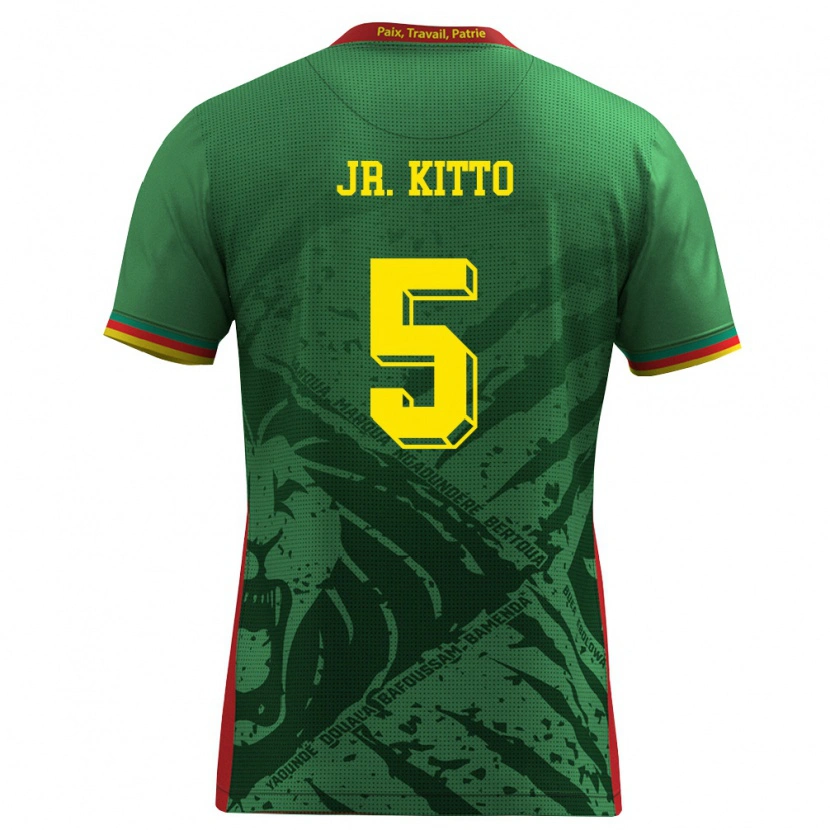 Danxen Niño Camiseta Camerún Samuel Junior Kotto #5 Verde Amarillo Rojo 1ª Equipación 26-28 La Camisa México