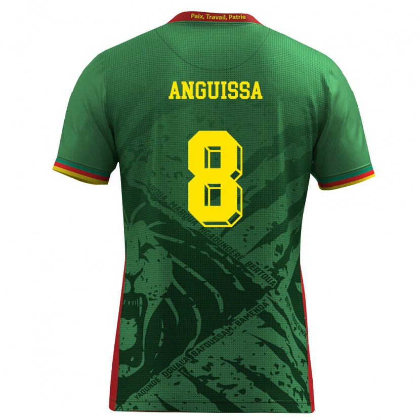 Danxen Niño Camiseta Camerún Frank Anguissa #8 Verde Amarillo Rojo 1ª Equipación 26-28 La Camisa México