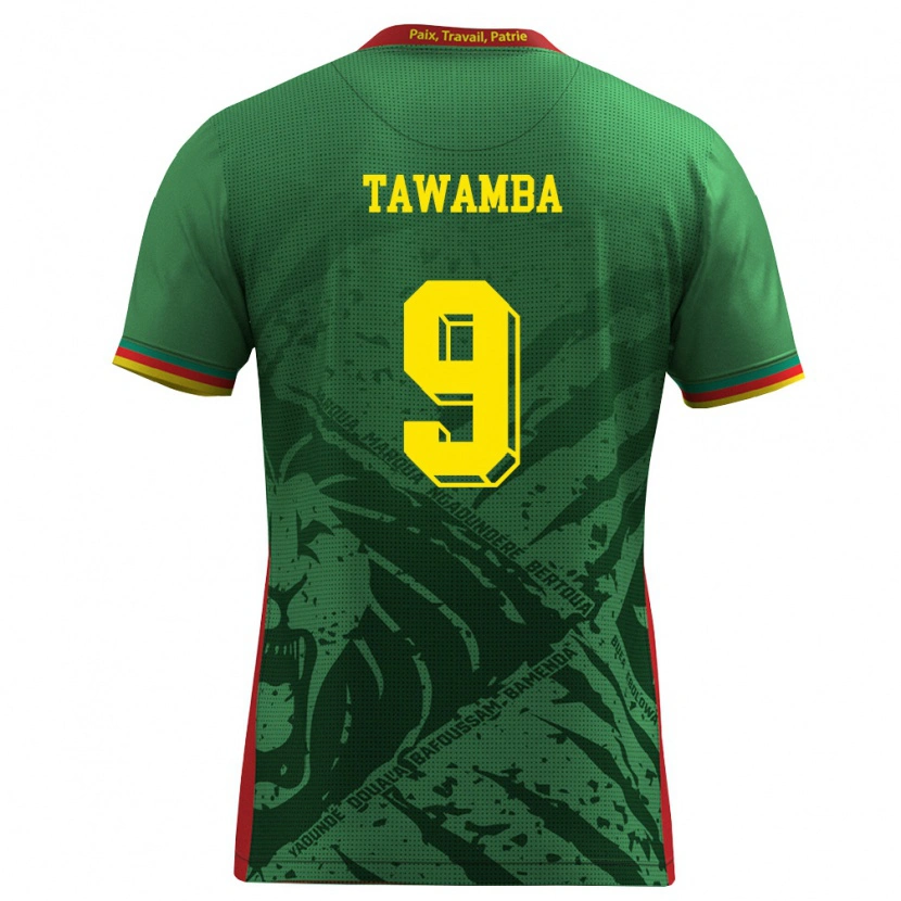 Danxen Niño Camiseta Camerún Leandre Tawamba #9 Verde Amarillo Rojo 1ª Equipación 26-28 La Camisa México