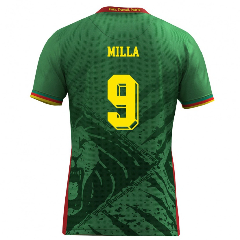 Danxen Niño Camiseta Camerún Kevin Prince Milla #9 Verde Amarillo Rojo 1ª Equipación 26-28 La Camisa México