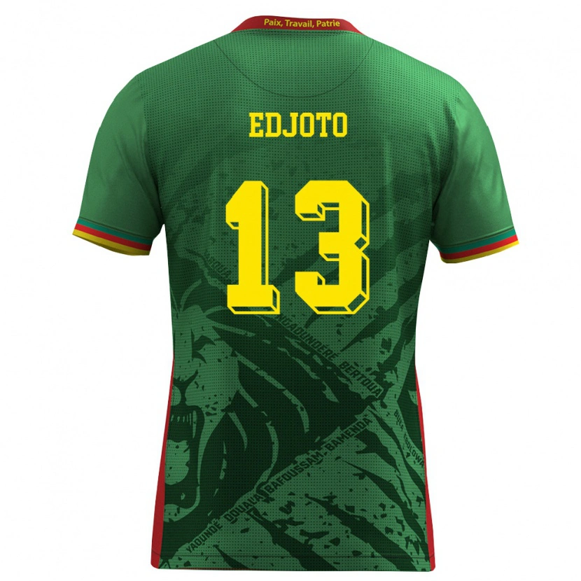 Danxen Niño Camiseta Camerún Evan Edjoto #13 Verde Amarillo Rojo 1ª Equipación 26-28 La Camisa México