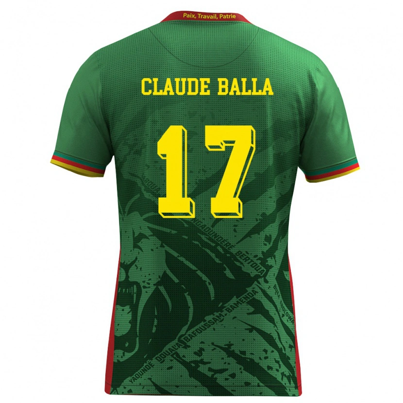 Danxen Niño Camiseta Camerún Henri Claude Balla #17 Verde Amarillo Rojo 1ª Equipación 26-28 La Camisa México