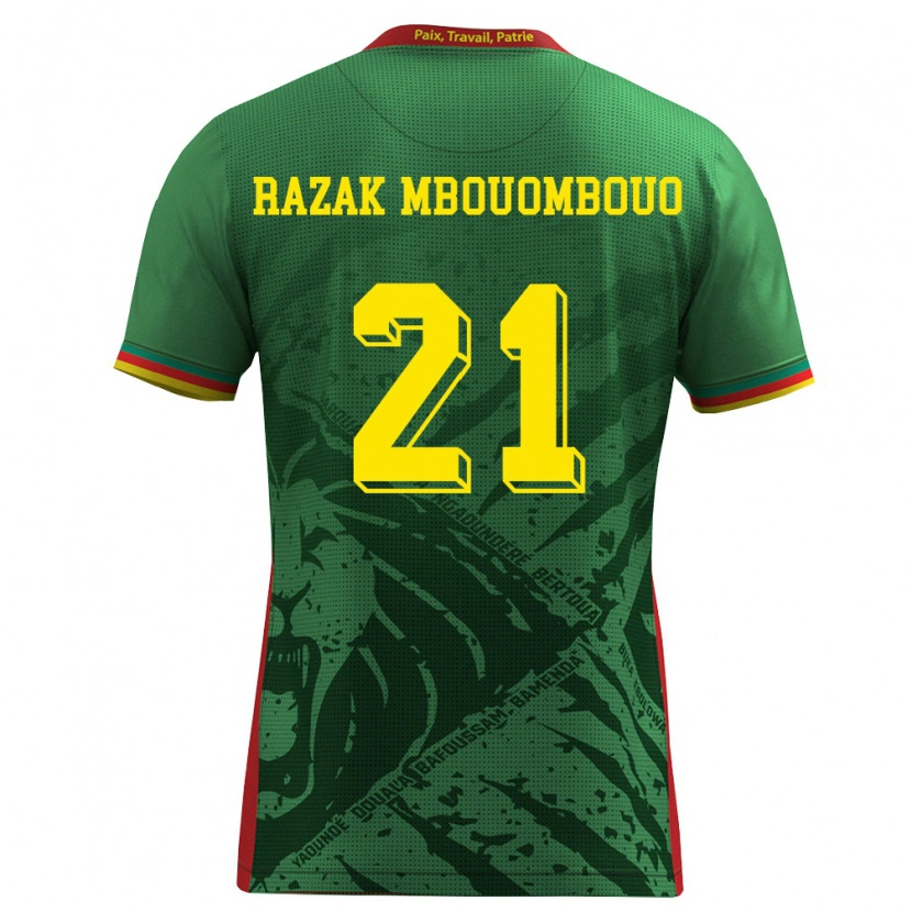 Danxen Niño Camiseta Camerún Abdoul Razak Mbouombouo #21 Verde Amarillo Rojo 1ª Equipación 26-28 La Camisa México
