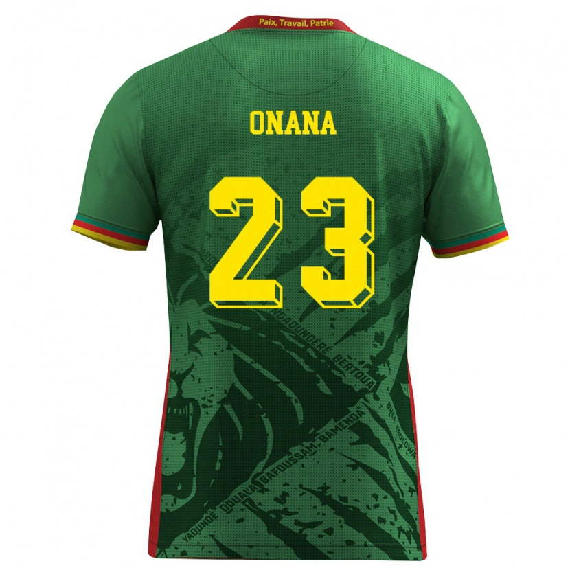 Danxen Niño Camiseta Camerún Andre Onana #23 Verde Amarillo Rojo 1ª Equipación 26-28 La Camisa México